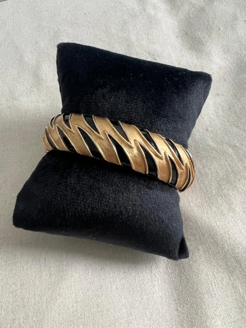Trifari Signed Tiger Print Cuff Bracelet